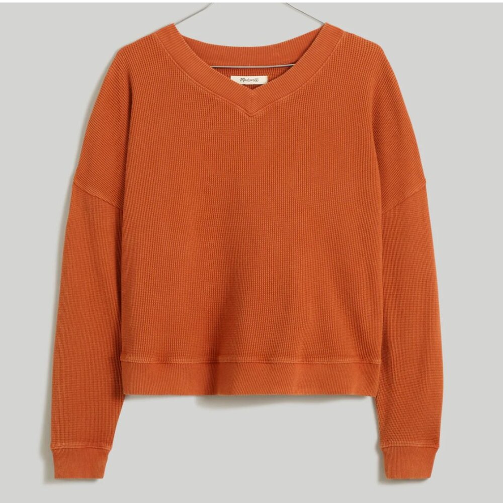 NWT Madewell XXS Waffle Knit Boxy Sweatshirt Tee